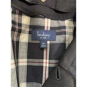 Turnbury‎ Trench Coat Mens 50L Black Button Up Collar